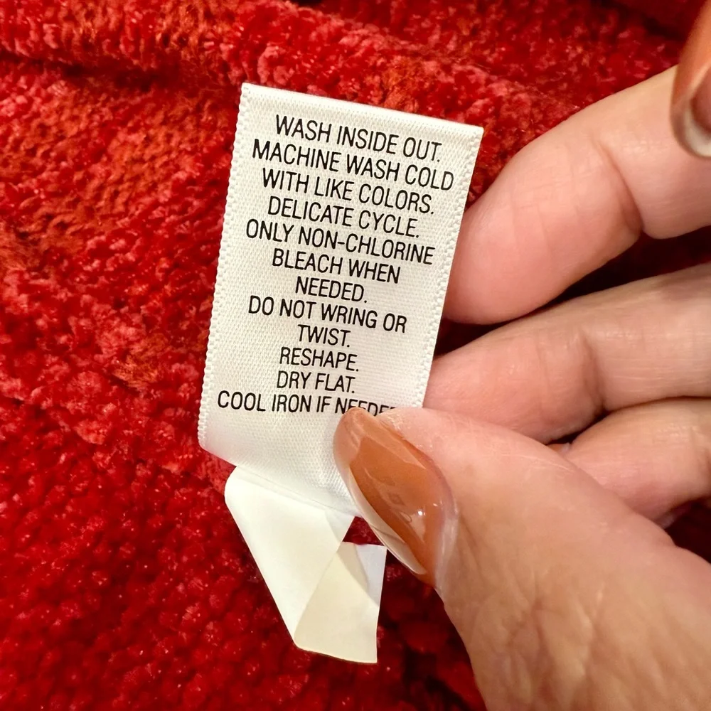 EUC – Croft and Barrow Red Chenille Open Cardigan Sweater – Medium - Picture 4 of 7